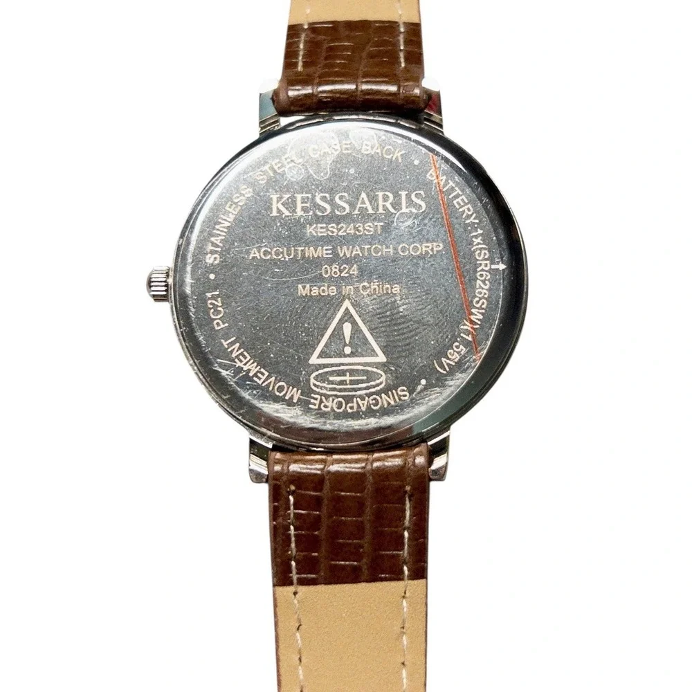 NIB Kessaris Womens 34mm Brown Watch Leather‎ Band